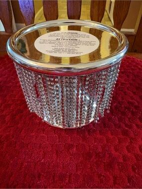 Bath & Body Works Silver Rhinestone Fringe Pedestal 3-Wick Candle Holder Retired